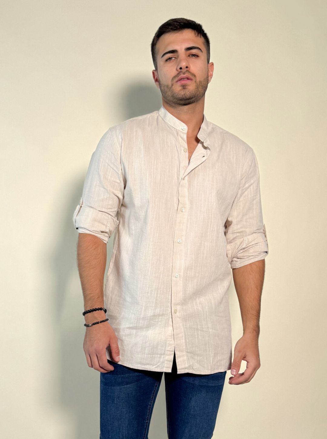 Camisa Hercules con cuello mao de lino y algodón 