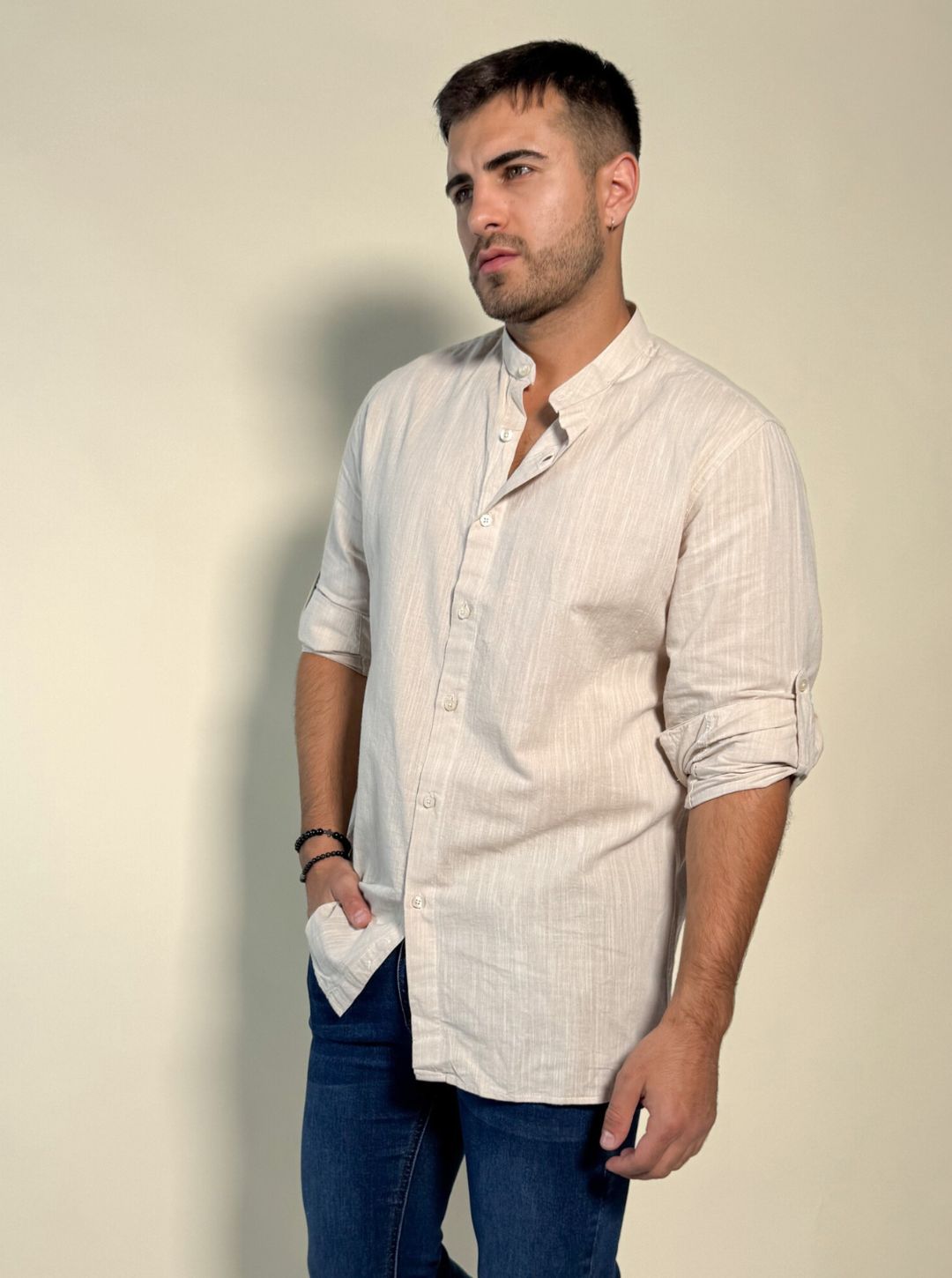 Camisa Hercules con cuello mao de lino y algodón 