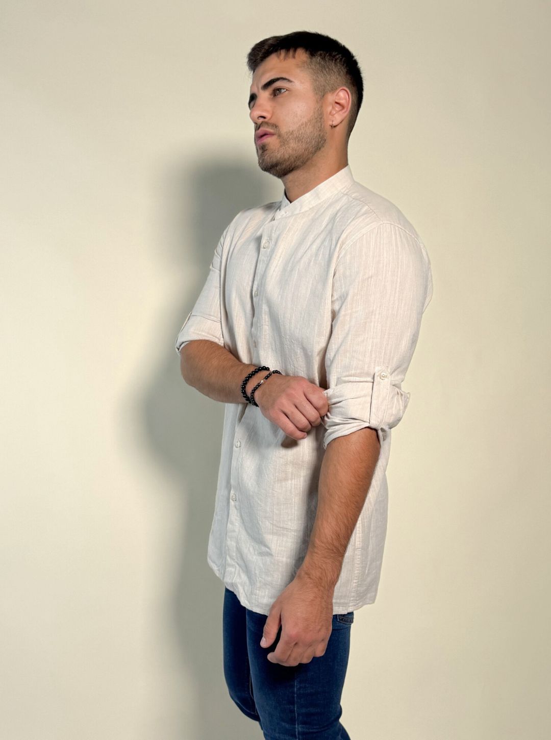 Camisa Hercules con cuello mao de lino y algodón 