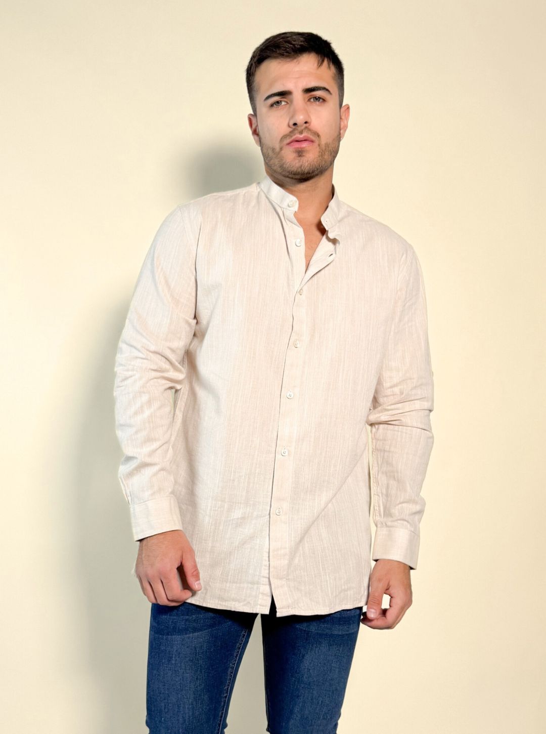 Camisa Hercules con cuello mao de lino y algodón 