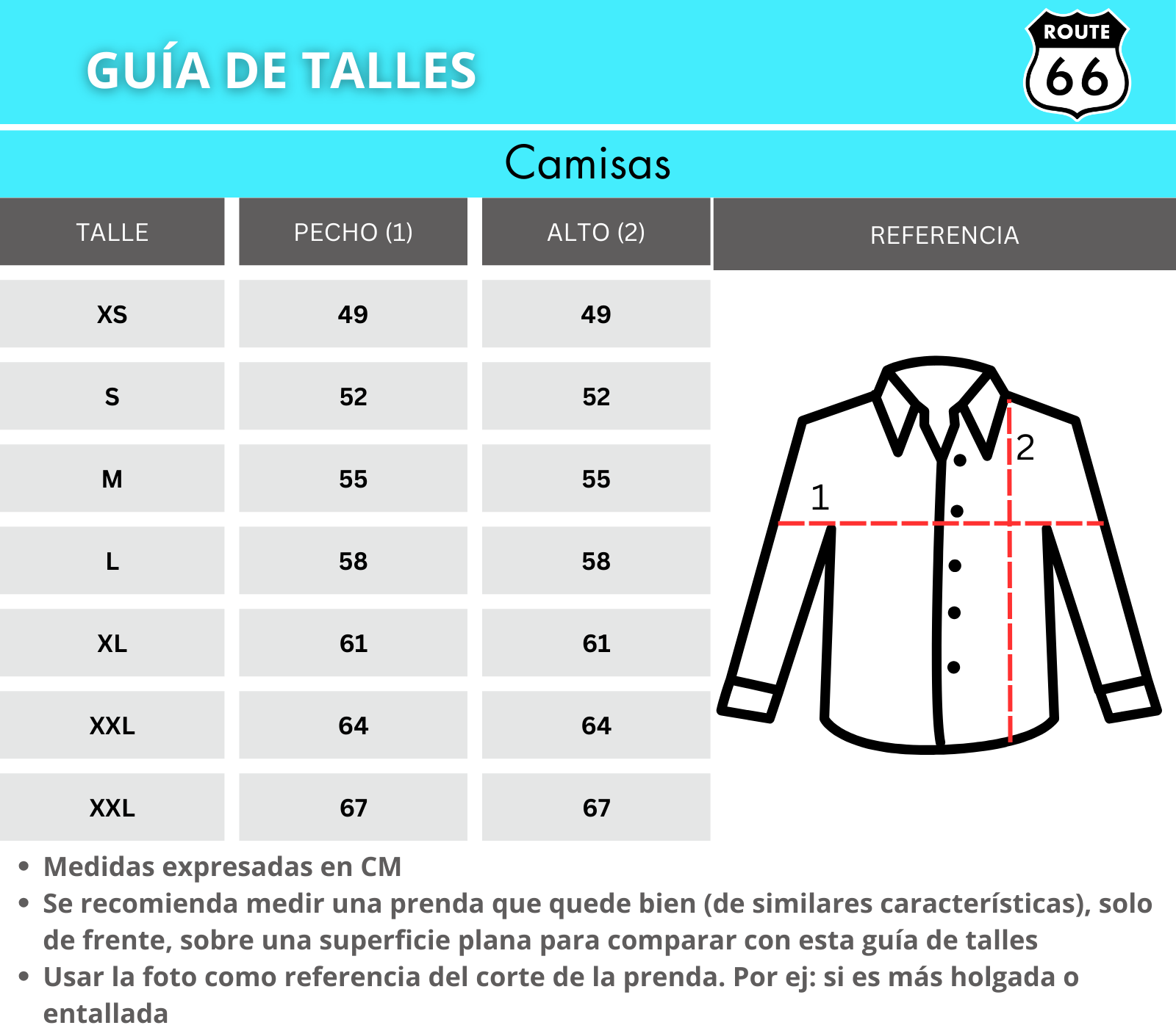 Guía de talles de